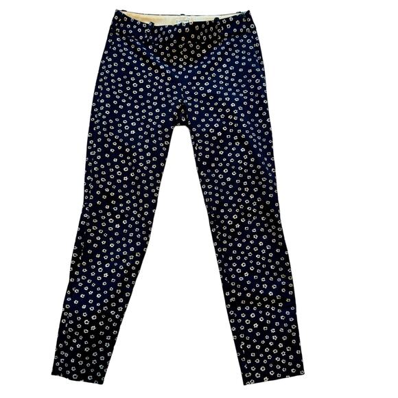 J by J. Crew Navy blue trousers white floral print Womens size 00 Ankle Cropped - Picture 1 of 7